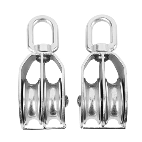 スイベル式 ステンレス プーリー M50 ステンレス プーリー 滑車ローププーリー ダブルプーリーブロック..