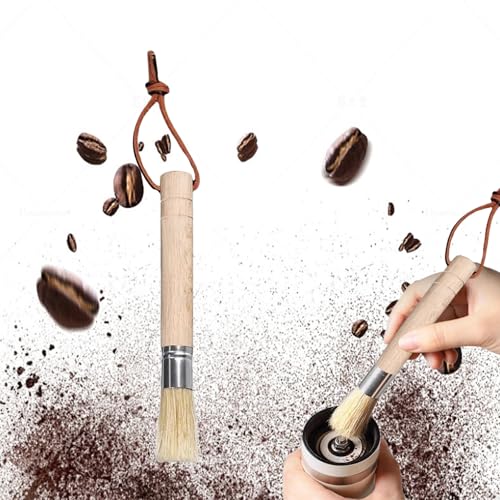 送料無料 コーヒーミルブラシ エスプレッソブラシ クリーニングブラシ 珈琲ブラシ 天然木 豚毛 掛け縄..
