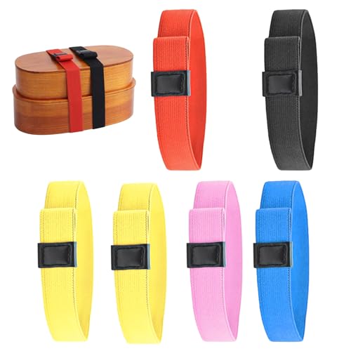 弁当箱 ゴムバンド 弁当ゴムバンドランチベルト ランチバンド ランチストラップ お弁当袋 2×24cm 高弾性 多機能 持ち運びが容易 使いやすい 学校 仕事 ピクニック バーベキュー キャンプ用[6本セット] (さまざまな色) 送料無料