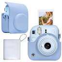 FUJIFILM チェキ instax mini 12 / 11 インスタントカメラ INS MINI 12 ショルダーストラップ付き 収納ケース 保護ケース 軽量 保護 収納 旅行 出張 持ち運び 代替品 互換品 (ケースのみ) パステルブルー