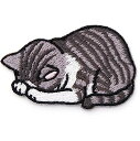 刺繍アイロンワッペン かわいい 猫 衣類バッグ (灰色猫)