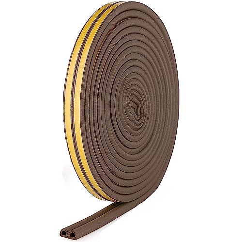 D型 隙間テープ 窓 ドア すきま風防止 防音パッキン 引き戸 窓 扉 玄関用すきまテープ 防音 防風 防虫 ホコリ侵入防止 ブラウン（5m）x2巻