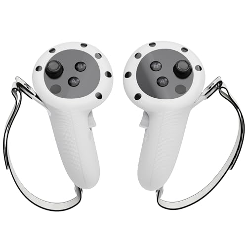 Meta Quest 3S Meta Quest 3 コントローラー グリップカバー シリコン 調節可能 ナックルストラップ コントローラーケース 保護カバー Oculus Quest 3 アクセサリー (ホワイト) Meta Quest 3S Meta Quest 3 コントローラー グリップカバー シリコン 調節可能 ナックルストラップ コントローラーケース 保護カバー Oculus Quest 3 アクセサリー (ホワイト)