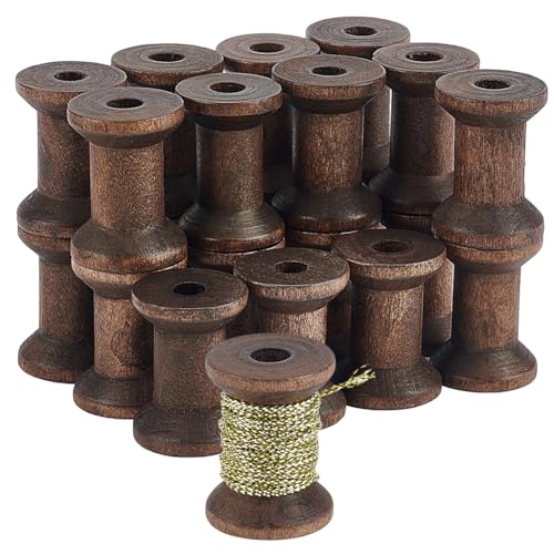 木製 空スプール 糸ボビン 木製ボビン 空糸巻き 空糸巻き 木製リボン糸巻き 糸ボビン 刺繍 DIY木製 ココナッツブラウン 30個