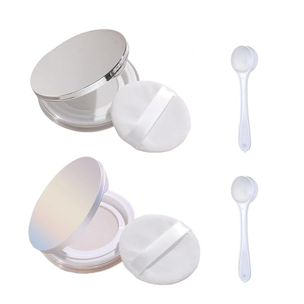 パウダーケース コスメ詰替え容器 2個セット 超薄型 鏡付き フェイスパウダーケース 携帯用 パウダー容器 スポンジパフ付き 小分け容器 旅行用 携帯便利 3g...