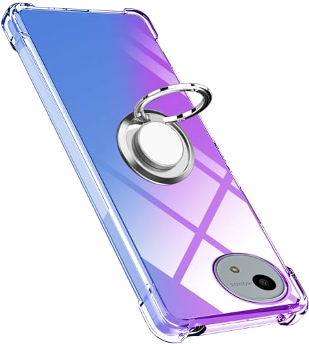 AQUOS wish4 SH-52E ケース リング TPU 薄型 軽量 シリコン グラデーション色 ケース アクオス wish4 ケース 耐衝撃 指紋防止車載ホルダー対応 防塵 一体型 人気 携帯カバー(パープルブルー) 送料無料