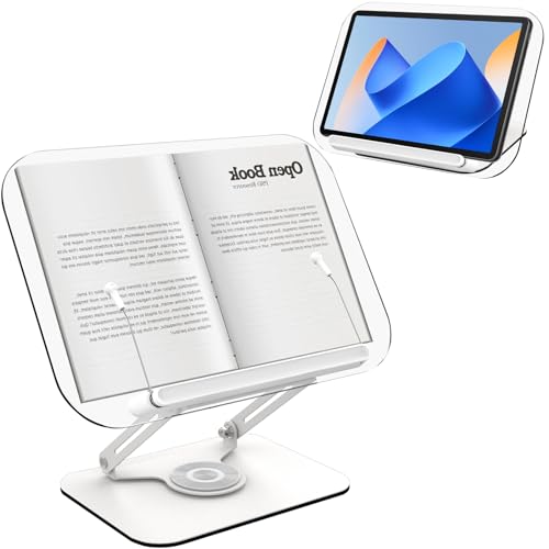 書見台 ブックスタンド 読書台 折りたたみ式 アクリル製 ブックホルダー 360°回転 アルミ合金 角度/高..