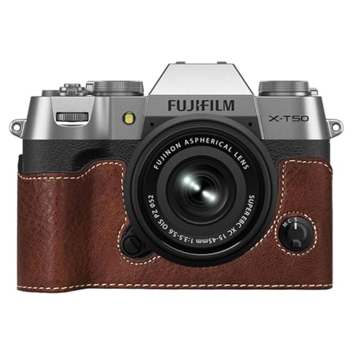 富士フイルム X-T50 FUJIFILM XT50 収納ケース 保護ケース 軽量 保護 収納 旅行 出張 持ち運び 代替品 互換品 (ケースのみ) ハンドグリップ ケース PUレザー x-t50 xt50 レザーハンドグリップ ブラウン