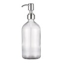 シャンプーボトル ポンプボトル 500ml 透明 ガラス製 詰め替え容器 ソープボトル ハンドソープ用 シャンプー用 シャワージェル用 洗面所などに適用