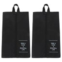 シューズケース シューズバッグ 収納袋 シューズ袋 31x26CM 撥水加工 上履き入れ 小物入れ 靴収納袋 男女兼用 アウトドア 旅行 出張 スポーツ 携帯便利 2pcs 黒