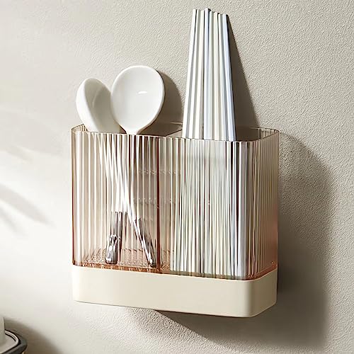 箸立て 食器収納 ダブル 箸水切り 箸 フォーク 水切り カトラリー スタンド シンプル キッチン用品 (ベージュ)