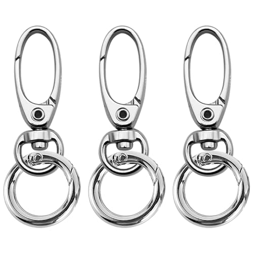 二重リング キーホルダー 回転フック ワンタッチ 手芸用品 シルバー フック アクセサリー 手作り 素材 ..