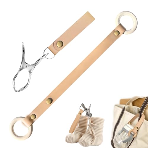 シューズクリップ ベビーカー ベビーカー用ボトルフック ベビーカーに吊り下げ可能 ベビーカー ベビー用品 赤ちゃんパーツ 簡単装着 フェイクレザー 合皮[2個入り]