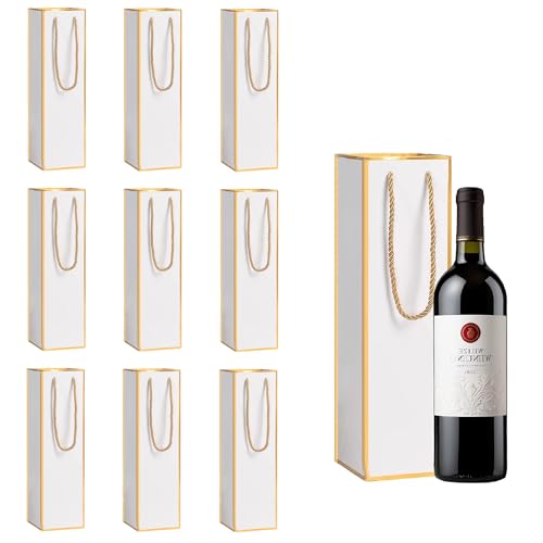 ワインバッグ 1本用 無地 ゴールドリム付き ワイン用紙袋 クラフト 手提げ袋 シングル ボトルバッグ 日本酒 シャンパン ワイン包装 ギフトバッグ 新年 結婚...