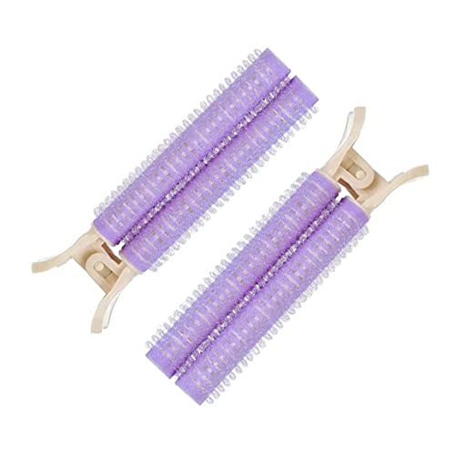 前髪カーラー マジックカーラー 手巻きカーラー 楕円形 くるんと ふんわり ヘアカーラー 前髪クリップ パープル 2個入り