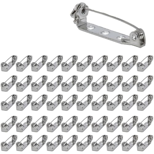 安全ピン 回転式 ニンジャピン ブローチピン ピンブローチ コサージュピン DIYのために 回転ピン シルバーピン 台座 50個入り (25mm)