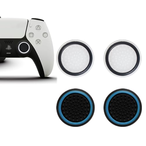 PS5 コントローラー スティックキャップ PS4 / PS3 Xboxアナログスティック 保護カバー 親指 スティックカバー シリコン コントローラー スティックキャップ 専用 (ホワイト 2枚 +ブルー 2枚) 送料無料