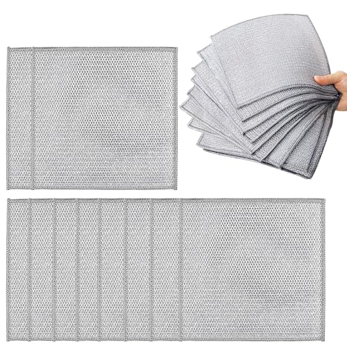 ふきん 金属ワイヤーふきん 食器洗い 10枚セット 多機能 水洗い可能 繰り返し使える 傷を着けずに 皿 コンロ 食器拭き 頑固な汚れ落とし 調理器具 キッチン 家庭用 乾湿両用 送料無料