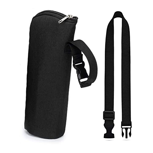 水筒カバー 500ml ペットボトルホルダー 350ml 保冷 断熱 哺乳瓶 保温 バッグペットボトルカバー 手提げ 斜めかけ ショルダー ストラップ 水筒 ケース ペットボトル ほるだー ボトル用 (黒い)