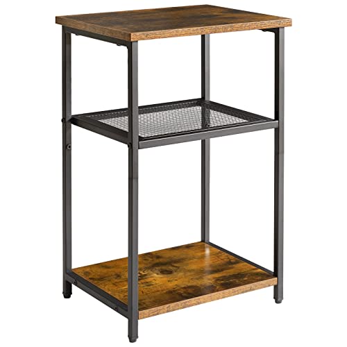 サイドテーブル コンパクト ヴィンテージ風 ナイトテーブル 多機能 オープンラック 3段 収納ラック アジャスター付 小物置き 組立簡単 おしゃれ 39x29x59cm