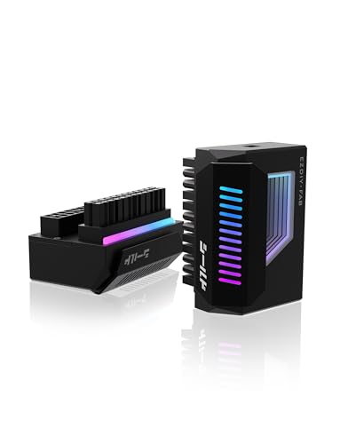 ATX 24ピン 180度 電源コネクタ 24ピン アングル アダプター インフィニティ ミラー ARGB ライト ATX 24 ピン 電源コネクタ ATX3.1仕様規格に準拠 5V 3ピン ARGB 同期メスからオス 黒 - 1パック