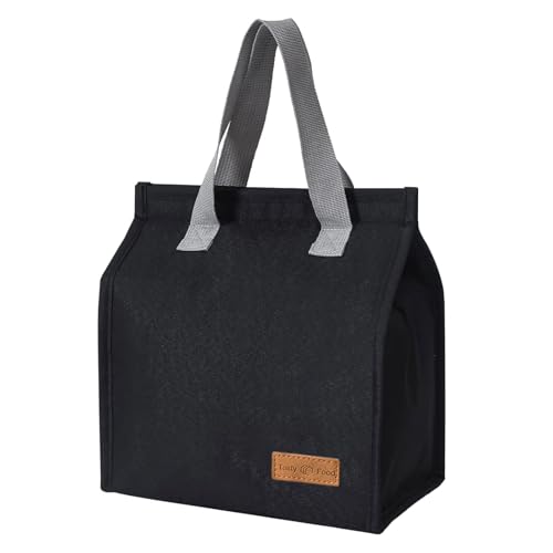 保冷バッグ ランチトートバッグ ランチバッグ 断熱 大容量 お弁当袋 保冷 保温 厚手 保温バッグ 軽量 弁当 バッグ 通勤 通学 ピクニック 旅行 仕事 オフィス用 男女兼用 持ち運び便利 (ブラック) 送料無料