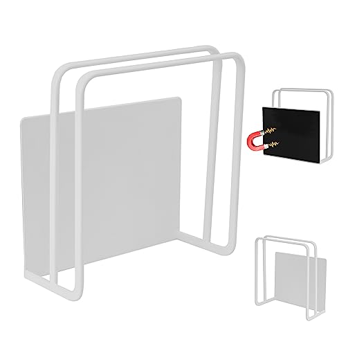 マグネット まな板スタンド まな板ハンガー まな板立て 浮かせる収納 キッチン収納 冷蔵庫サイド 簡単取り付け 組み立て不要 穴あけ不要 磁石 ホワイト カップスタンドマグホルダー グラス&ボトルホルダー マグネット式 ボトル水切りラック カップホルダー ( ...