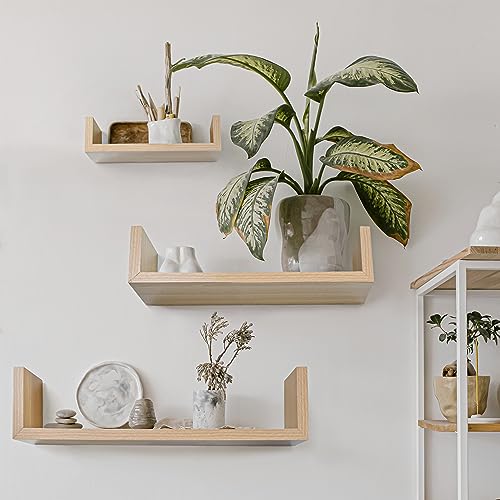 壁掛け棚 ウォールシェルフ 壁面収納ラック ウォールラック 飾り棚 収納棚 玄関/居間/寝室 ネジ付き 石膏ボード壁 木ねじ対応 取り付け簡単 3個セット