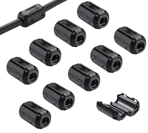 ノイズフィルター フェライトコア ヒンジ式 内径Φ3.5mm 電源線 高周波 ノイズフィルター パッチンコア ノイズ除去 ノイズフィルター ノイズ吸収 耐摩耗性 耐腐食 耐高温 ブラック 10個入り 送料無料