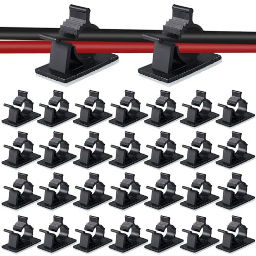 ケーブルクリップ コードクリップ ケーブルホルダー 4階段調節可能 Mサイズ ケーブル 収納 コード 管理 結束固定ベース 3M両面テープ コードフック ケーブル固定具 ケーブルドロップ 粘着シート付き 配線整理 30個入り