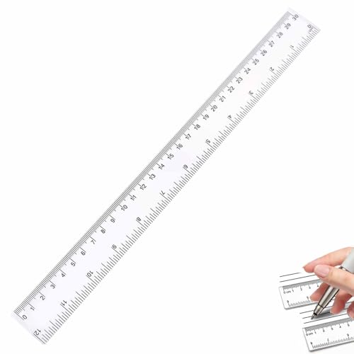 定規 30cm プラスチック 透明 スケール 学習用 図面ツール 測定ツール 0.2 cm厚さ 再利用可能なプラスチック製測定ツール透明定規両面印刷インチcm便利な処理済み (定規 30 cm)