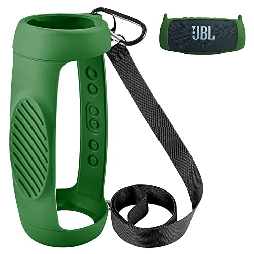 JBL charge5 ケース スピーカー シリコンキャリングケース シリコン 放熱 保護ケース トラベルケース JBL Charge 5 専用ケース携帯便利 カラビナ付き (緑)