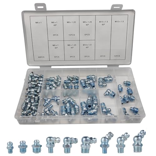 油圧 グリースニップルセット グリスニップル グリースフィッティング M6/M8/M10 ストレート 90および4..