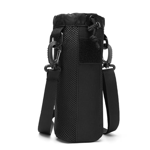 水筒カバー 携帯式 ボトルカバー ボトルバッグ 800ml-1000ml 旅行 手持ち 腰掛け 斜めがけタイプ ベルト調節でき (ブラック)