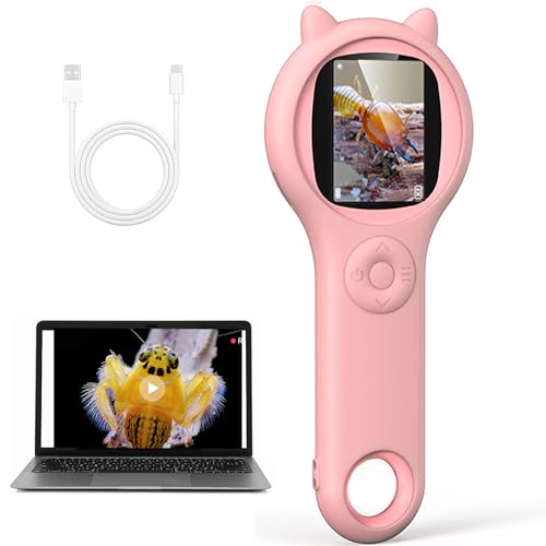 マイクロスコープ 子供 顕微鏡 子供 スコープ 8LEDライト 倍率500倍 微妙な倍率10MM 2インチIPSスクリ..