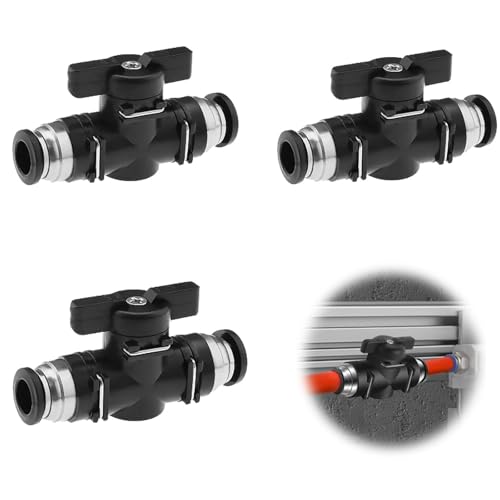 ハンドバルブスイッチ 空気圧コネクタ 3個入り 外径6mm ボールバルブ 気流制御バルププレスアダプター ..