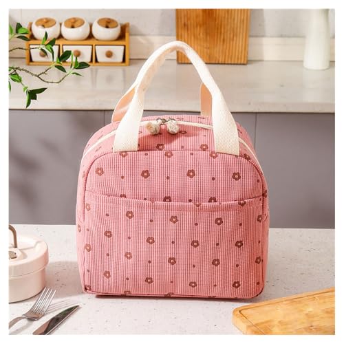 ランチバッグ 大容量 保冷 保温 おしゃれ 保温弁当箱 かわいい 花柄 お弁当箱 大きめ お弁当袋 防水 お弁当 袋 水筒入る 食品収納 通勤 通学 ピクニック 花見 旅行用 弁当入れ (ピンク/花柄) 送料無料