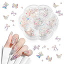 ネイルパーツセット 3D 立体 デコパーツ ネイルアート オーロラ 立体的な蝶々 リボン 蝶々パーツ ラインストーン ジェムストーン ジェルネイル ジュエリーパ...