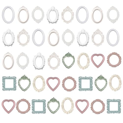 コラージュ素材 フレーム 手帳 素材セット 画像フレーム 写真フレーム コラージュ アンティーク ヴィンテージ 40枚セット 額縁 フレーム 非粘着性 DIY スクラップブック 手帳 メモ コラージュ アルバム ノートブック ジャーナル用 送料無料