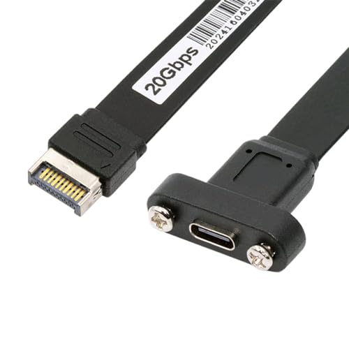 USB 3.2 20ピン Type-E IDC フロントパネルヘッダー から SB-C Type-Cメス延長ケーブル 20Gbps パネルマウントネジ付き 送料無料