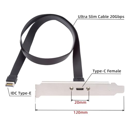 USB 3.2 20ピン Type-E IDC フロントパネルヘッダー から SB-C Type-Cメス延長ケーブル 20Gbps パネルマウントネジ付き 送料無料