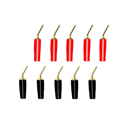 曲面 純銅 金メッキ ハンダフリー ネジ留め式 2mm ピン型 オーディオ バナナプラグ スピーカーケーブル..