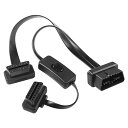 OBD-II OBD2 16Pin オス-メススプリッター スイッチ付き フラット延長ケーブルアダプター 0.5M 送料無料