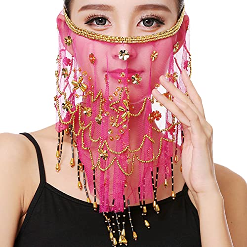 ベリーダンス フェイスベール スパンコールビーズ付き シフォンフェイスベール ベリーダンスコスチューム パフォーマンス用 ハロウィン コスチューム アクセサリー 女性 女の子 送料無料