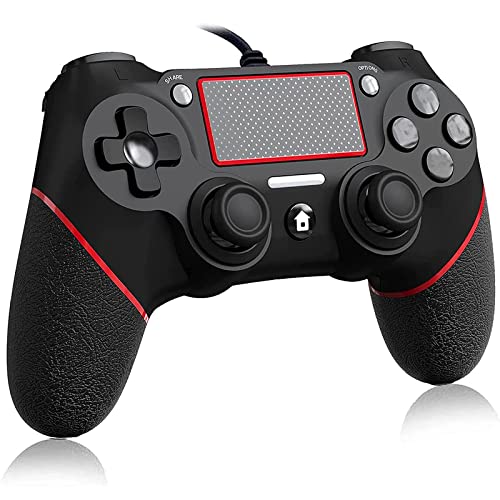 P4コントローラー 有線 プレステ4 ゲームパッド アップグレード版 USB接続 二重振動 人間工学 高耐久ボタン P3 / PC / P4 / 対応 代替品 (ブラックレッド) P4コントローラー 有線 プレステ4 ゲームパッド アップグレード版 USB接続 二重振動 人間工学 高耐久ボタン P3 / PC / P4 / 対応 代替品 (ブラックレッド)