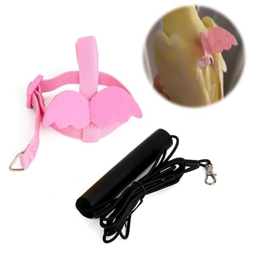 鳥用 ハーネス インコ リード ハーネスト 調節可能ロープ お散歩 迷子防止 運動不足対策 ウォーキング インコトレーニング縄 小動物用 お出かけ ピンク 天使の羽 可愛い 鳥用品 送料無料