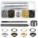 両面ハトメ 3mm ハトメ キット ホック打ち工具 レザークラフト 工具ハンドメイド 真鍮製 布革細工 服装 帽子 靴 ジーンズ アクセサリー 収納ケース付き DIY手作り (両面ハトメ4色400組+はと目工具3個) 送料無料