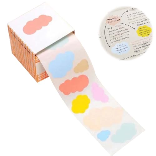 付箋紙 可愛い カラー色紙用シール メッセージシール 色紙フレークシール メモ用紙 おもしろ付箋紙 引き出し式 付箋紙 雲形 カラフル 使いやすい 文房具 オフ...