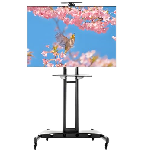テレビスタンド 壁寄せ ハイタイプ 32-75インチ対応 VESA 600*400mm 二重支柱設計 キャスター付き 可動式テレビ台 高さ調整可能 tvスタンド 耐荷重45.5kg 家庭生活 / 学校 / ビジネス展示用 / 会議室業務用 ブラック