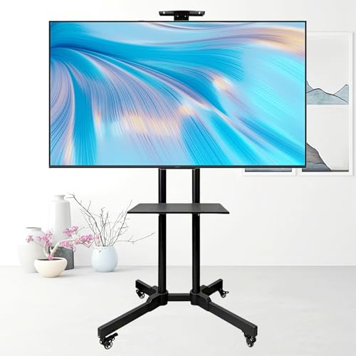 テレビスタンド 壁寄せテレビスタンド 二重支柱設計 32-65インチ対応 ハイタイプ キャスター付き 移動式 TVスタンド 高さ調整可能 VESA600*400mm 首振り可 角度回転±15°耐荷重50kg 家庭生活 / 学校 / 会議室業務用 ブラック